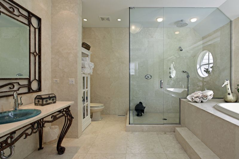 Elegant Shower with Marble Tiles